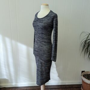 Gray Heathered Long Sleeve Bodycon Midi Dress by Philosophy Size S